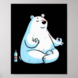Affiche Méditation Ours Polaire Pose de Yoga Animal Relaxa