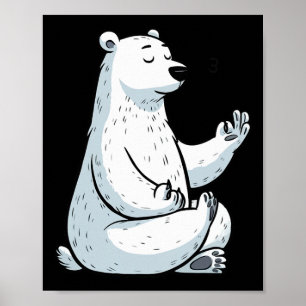 Affiche Méditation Ours Polaire Pose de Yoga Animal Relaxa