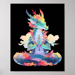 Affiche Méditation Ying Yang Dragon Qi Gong Yoga Méditatio