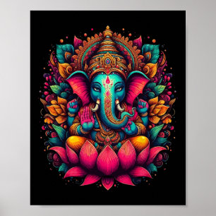 Affiche Méditation Yoga Ganesh Dieu Hindou Namaste Tee Gan
