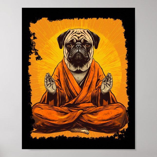 Affiche Méditation Yoga Pug Chien  (Devant)
