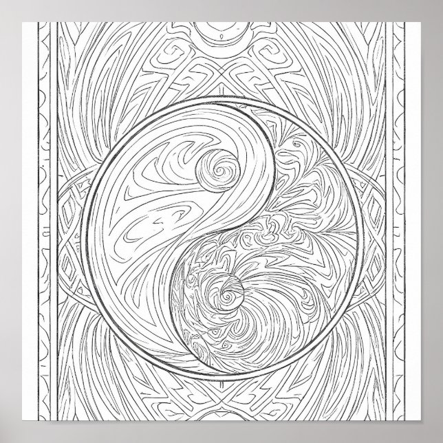 Affiche Meditative Pattern Art: Sacred Geometry Yin Yang (Devant)