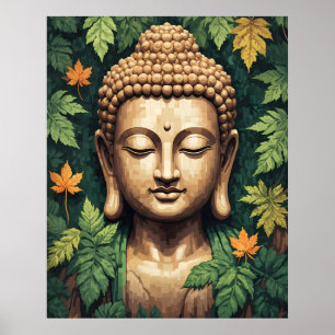 Affiche Méditer Bouddha Art Pixel Moderne