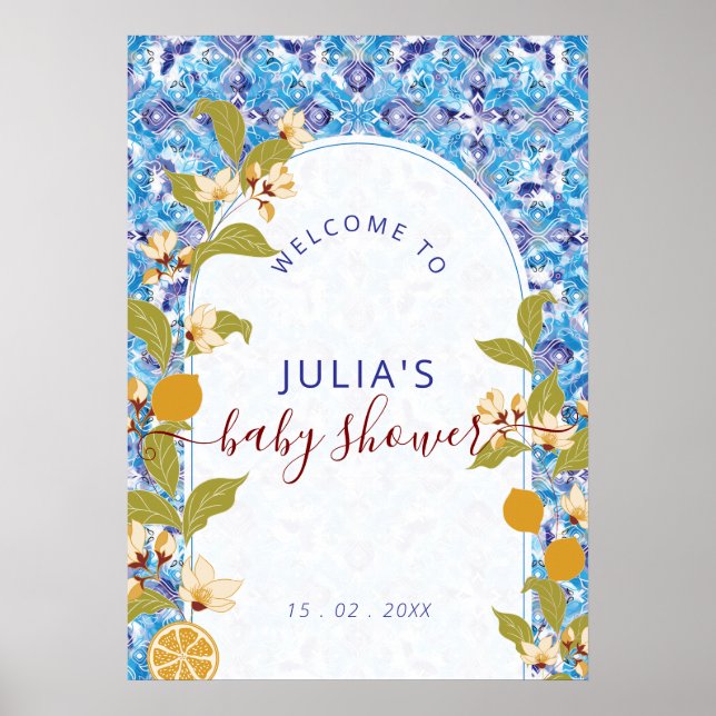 Affiche Mediterranean Lemon Amalfi Coast Baby Shower (Devant)