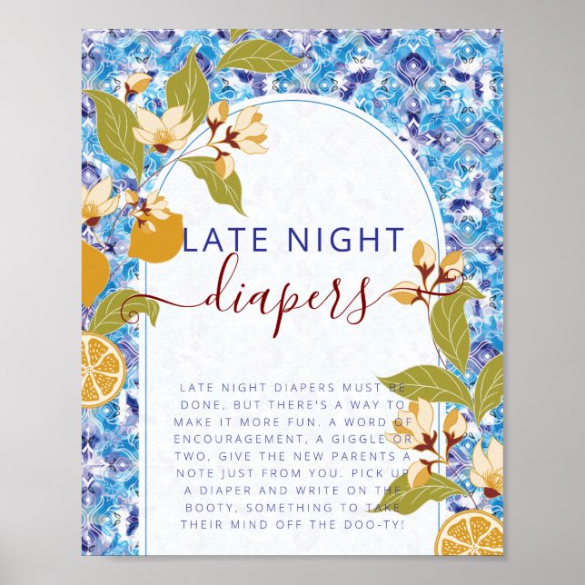 Affiche Mediterranean Lemon Amalfi Coast Baby Shower (Devant)