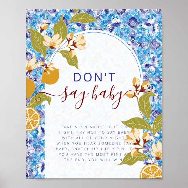 Affiche Mediterranean Lemon Amalfi Coast Baby Shower (Devant)
