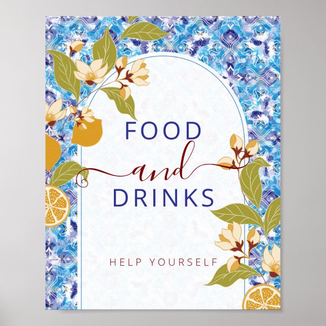 Affiche Mediterranean Lemon Amalfi Coast Baby Shower (Devant)