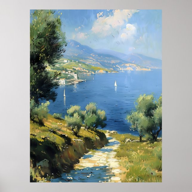Affiche Mediterranean Olive Grove by the Sea  (Devant)