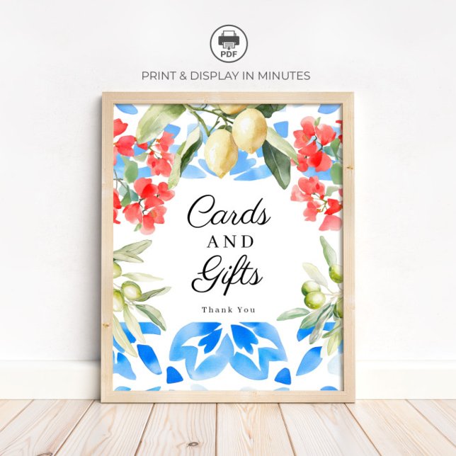 Affiche Mediterranean Tile Lemon Cards & Gifts Sign (Créateur téléchargé)