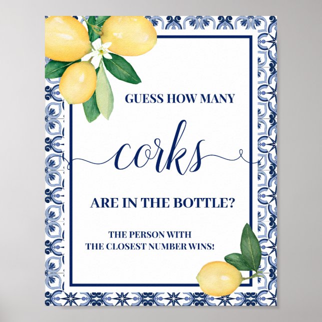 Affiche Méditerranéen Devinez Combien De Corks Douche Jeu (Devant)