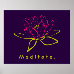Affiche Méditez. Fleur Lotus