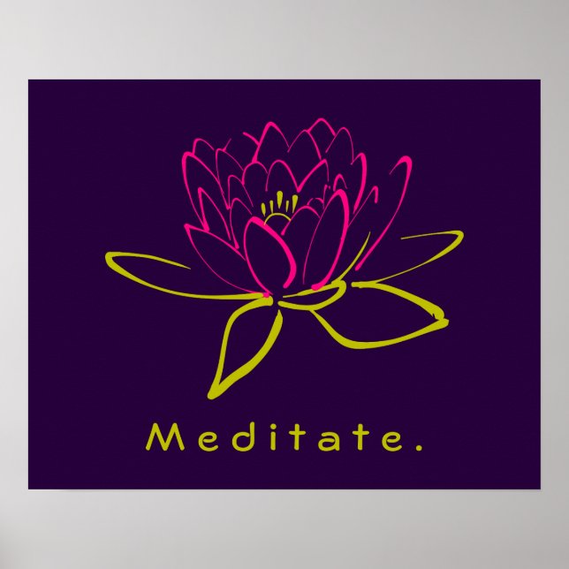 Affiche Méditez. Fleur Lotus (Devant)