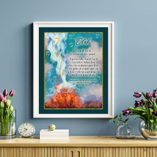 Affiche Méditons sur Torah Tchernobyl Rebbe Citation d'art