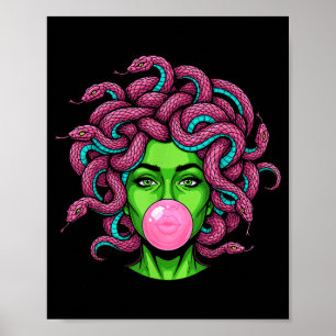 Affiche Medusa soufflant du bubble gum P Art Design de myt