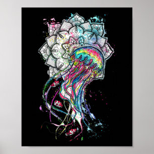 Affiche Méduse Aquarelle Chakra Animal Marin Yoga Boho A
