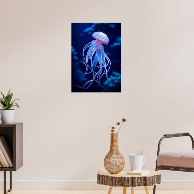 Affiche Méduse Ethérée dans l'océan Bleu Profond - Lif Mar (Salon 3)