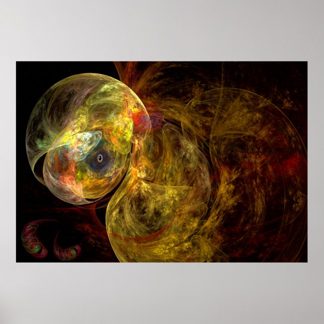 Affiche Méduse jaune à la chasse Art Fractal (Devant)