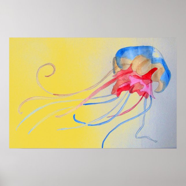 Affiche Méduse sur le sable illustration d'art original (Devant)