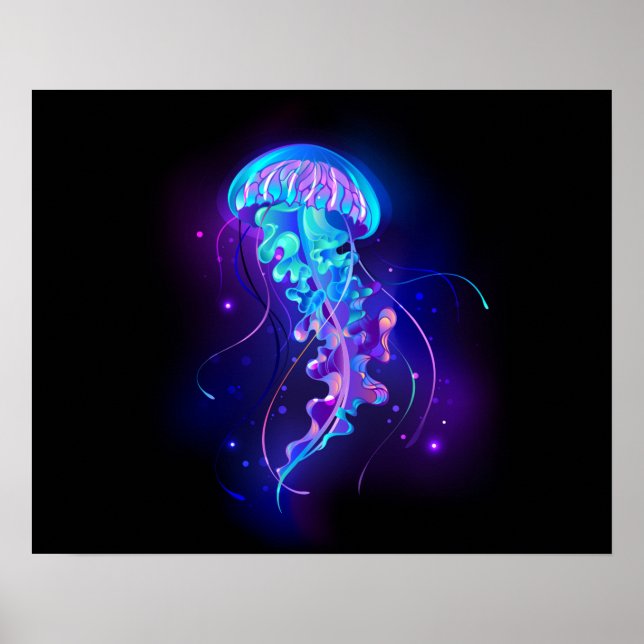 Affiche Méduse vibrante aux couleurs lumineuses (Devant)