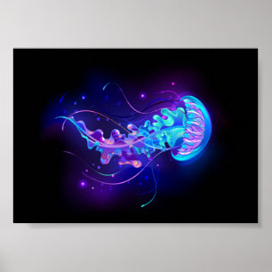 Affiche Méduse vibrante aux couleurs lumineuses