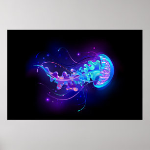Affiche Méduse vibrante couleur lumineuse