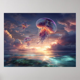 Affiche Méduses lumineuses dans les cieux du coucher de so