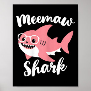 Affiche Meemaw Shark Fête des mères grand-mère drôle Mee-m