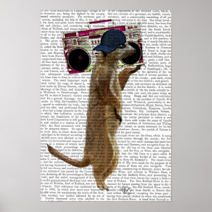 Affiche Meerkat avec Boom Box Ghetto Blaster