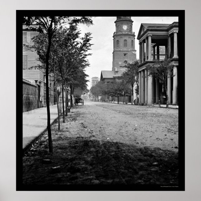 Affiche Meeting Street à Charleston, SC 1865 (Devant)