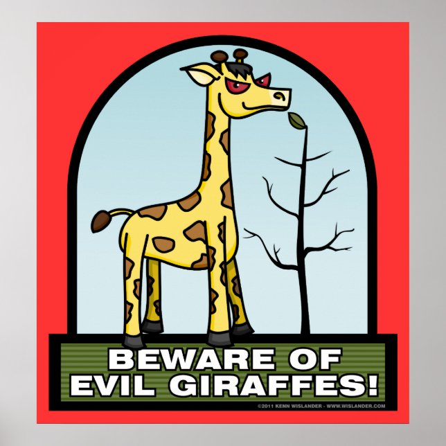 Affiche Méfiez-vous de l'affiche des girafes maléfiques (Devant)