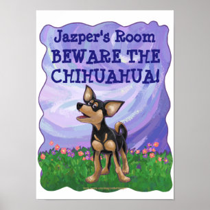 Affiche Méfiez-vous de l'art mural personnalisé Chihuahua