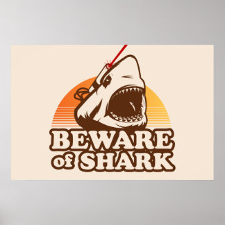Affiche Méfiez-vous des requins avec des poutres laser fri