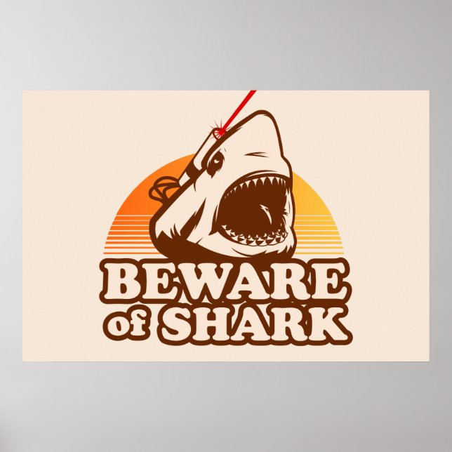 Affiche Méfiez-vous des requins avec des poutres laser fri (Devant)