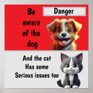 Affiche Méfiez-vous du chien ...et du chat
