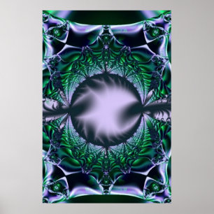 Affiche Meg   Art fractal vert et bleu