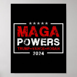 Affiche Mega Powers Trump Vance Hogan 2024 Patriotic Funny