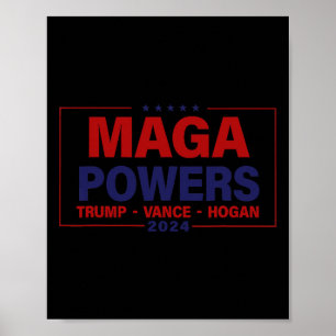 Affiche Mega Powers Trump Vance Hogan 2024 Patriotic Funny