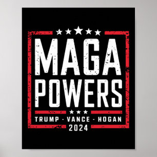 Affiche Mega Powers Trump Vance Hogan 2024 Patriotic Funny