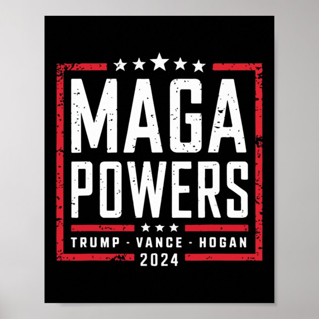 Affiche Mega Powers Trump Vance Hogan 2024 Patriotique Drô (Devant)