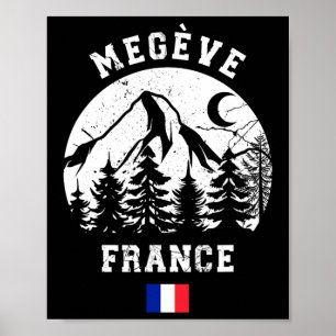 Affiche Megève France Alpes Station de ski alpin Ski franç