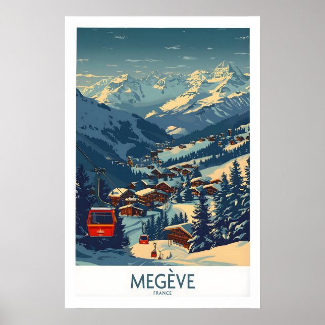 Affiche Megève France Impression Ski 1 (Devant)