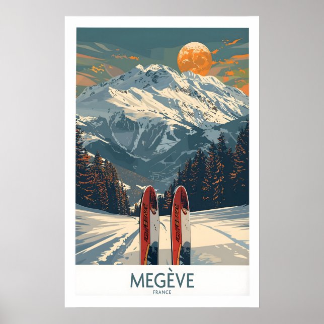 Affiche Megève Ski Print - France 1 (Devant)