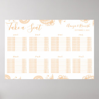 Affiche Mehndi Henna Mariage Mariage Sièges Graphique