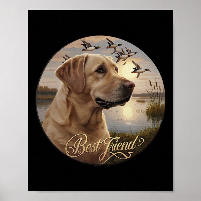 Affiche Meilleur Ami Chasse Jaune Labrador Chien Avec Cana (Devant)