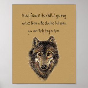 Affiche Meilleur Ami Citation Inspirationnelle Loup, Loups