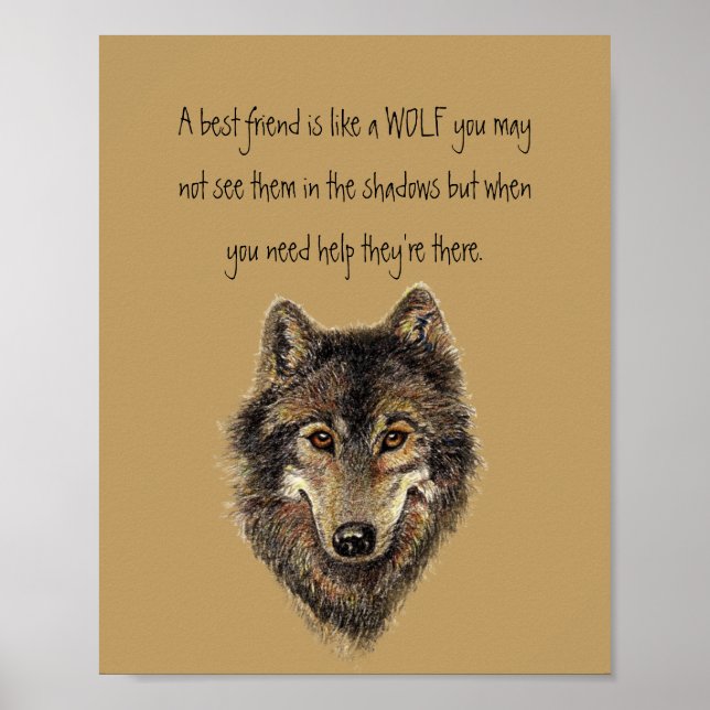 Affiche Meilleur Ami Citation Inspirationnelle Loup, Loups (Devant)
