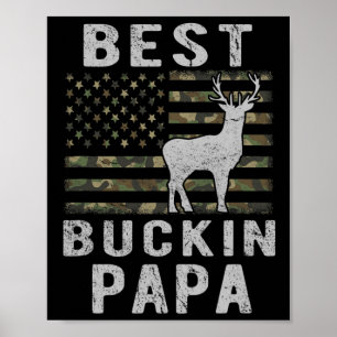Affiche Meilleur Bucking Papa Camouflage Drapeau Américain