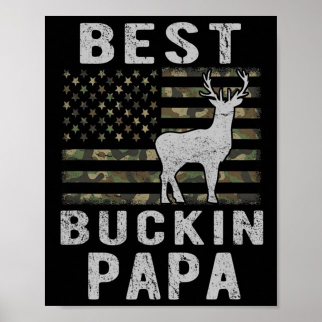 Affiche Meilleur Bucking Papa Camouflage Drapeau Américain (Devant)