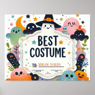 Affiche Meilleur Certificat de Costume - Joli thème fantôm