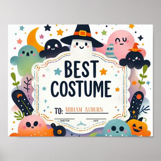 Affiche Meilleur Certificat de Costume - Joli thème fantôm (Devant)